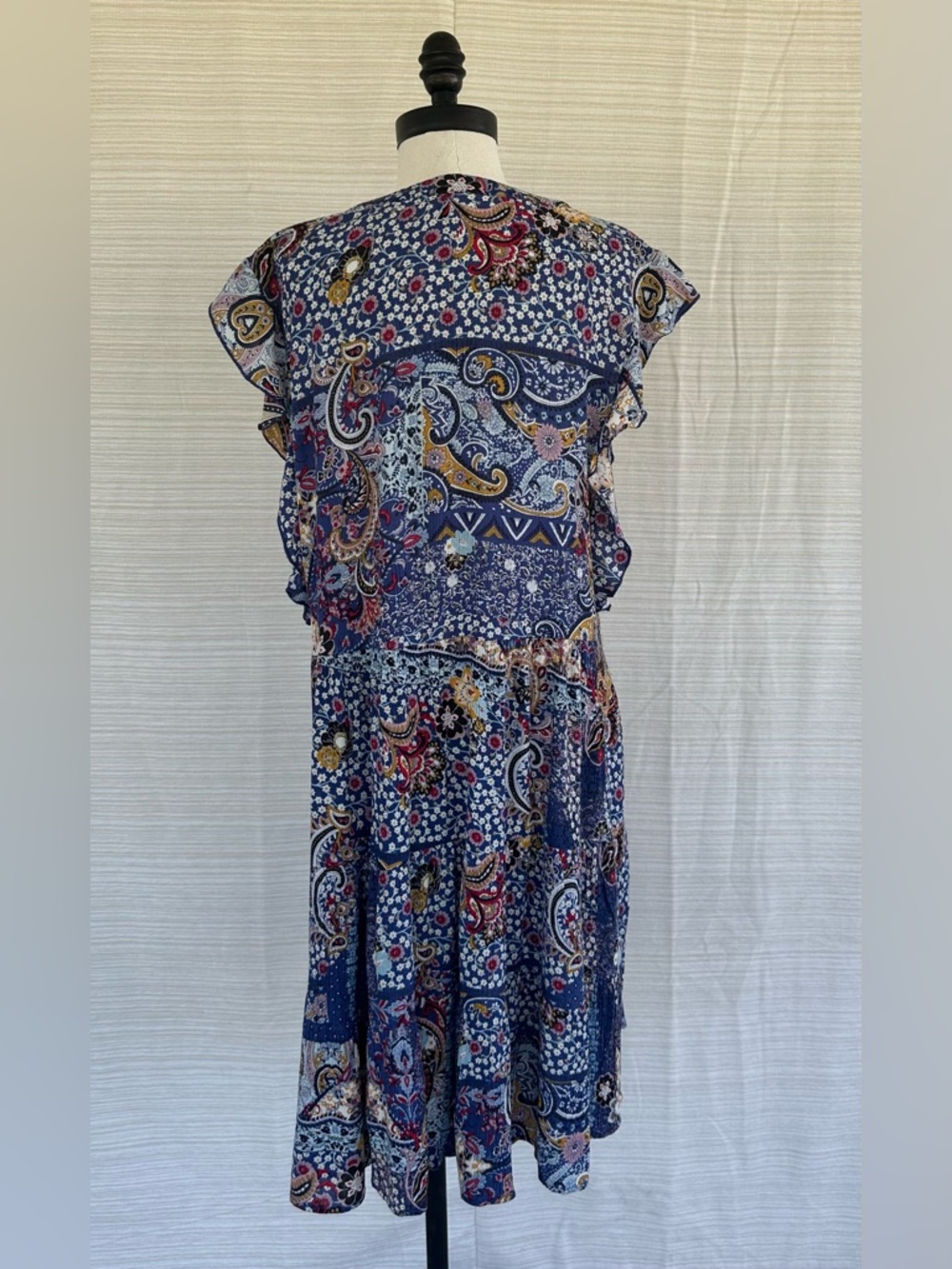 Knox Rose Navy Blue Floral Tassel Peasant Dress - Picture 3 of 17
